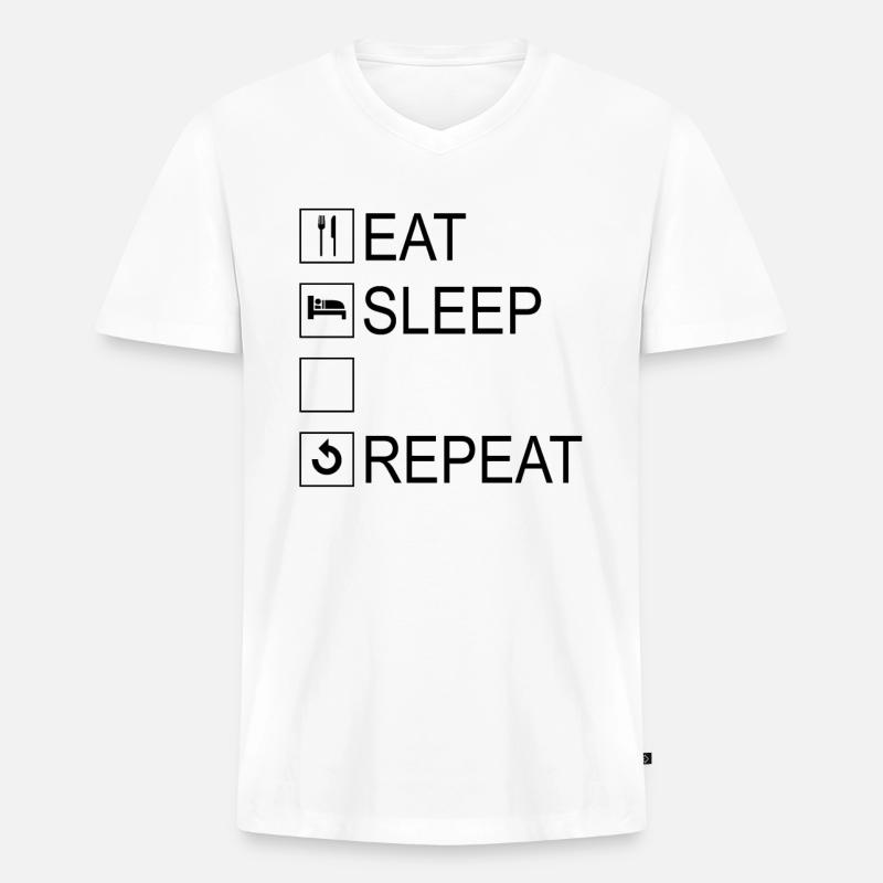 Eat Sleep Repeat Template - Männer Premium Bio T-Shirt mit V-Ausschnitt - Weiß