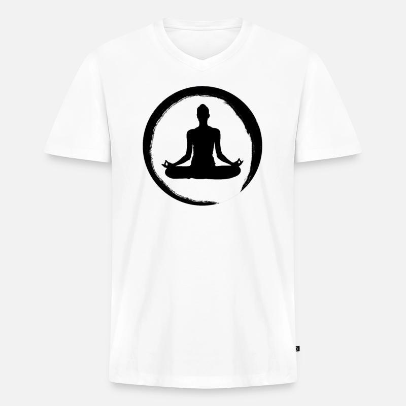 Zen Circle Buddhismus - Männer Premium Bio T-Shirt mit V-Ausschnitt - Weiß