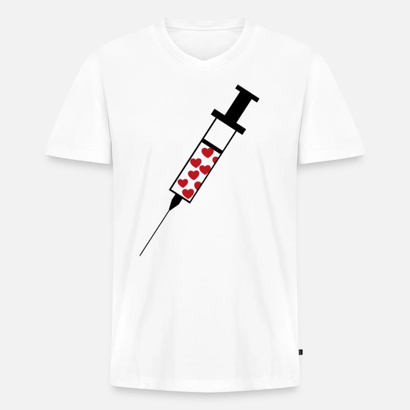 Spritze - Männer Premium Bio T-Shirt mit V-Ausschnitt - Weiß