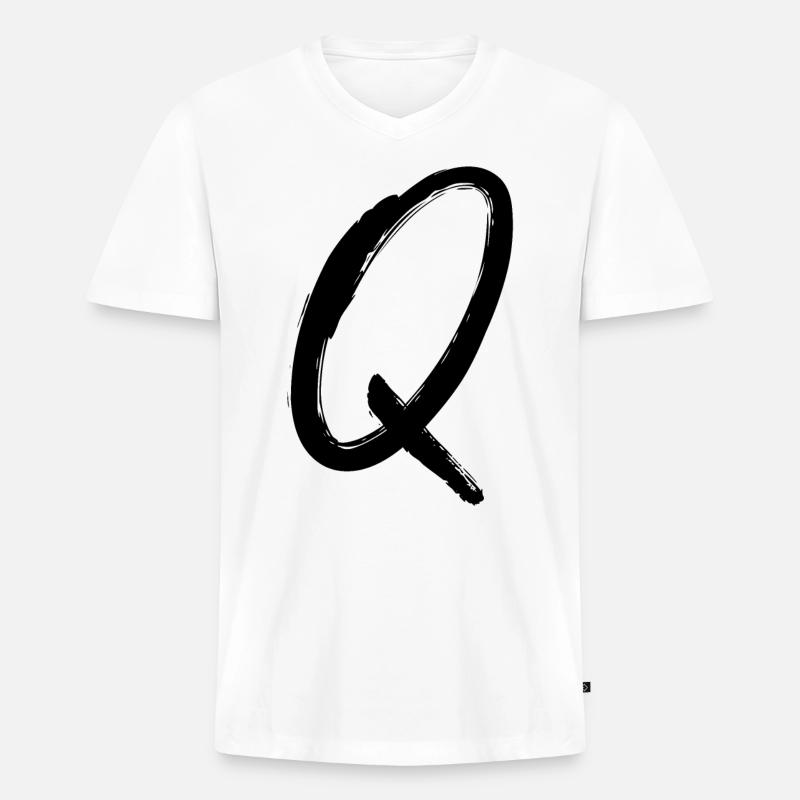 Buchstabe Q - Männer Premium Bio T-Shirt mit V-Ausschnitt - Weiß