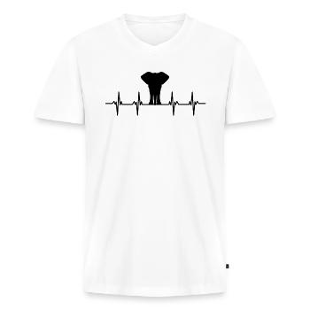 Eléphant Pachyderme Proboscis Afrique Trompettes Éléphant - T-shirt encolure en V Premium bio Homme - blanc - Devant - Nico (187cm)