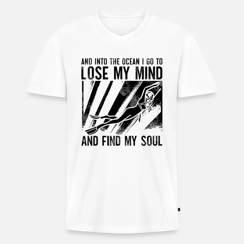 Apnoe Tauchen Freitaucher Freitauchen Geschenkidee - Männer Premium Bio T-Shirt mit V-Ausschnitt - Weiß
