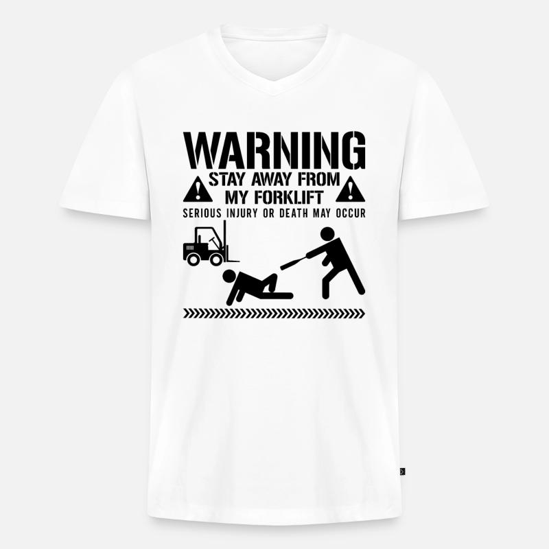 Staplerfahrer Gabelstapler Stapler Geschenkidee - Männer Premium Bio T-Shirt mit V-Ausschnitt - Weiß