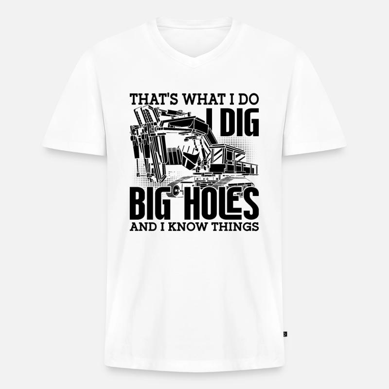 Bagger Bauarbeiter Baggerfahrer Geschenkidee - Männer Premium Bio T-Shirt mit V-Ausschnitt - Weiß
