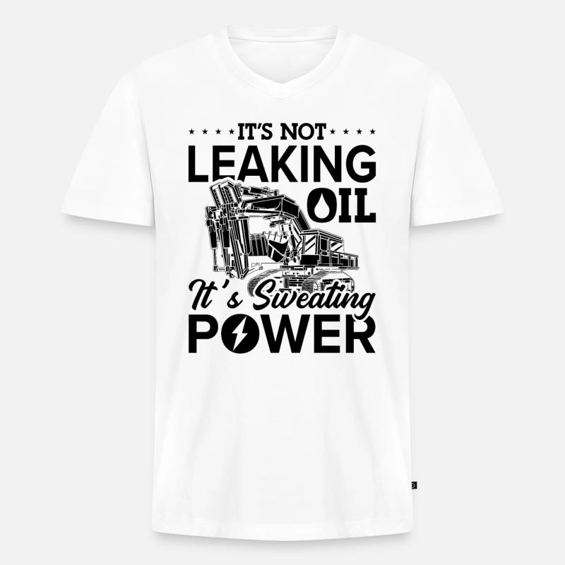 Baggerfahrer Bagger Baustelle Baggern Geschenkidee - Männer Premium Bio T-Shirt mit V-Ausschnitt - Weiß