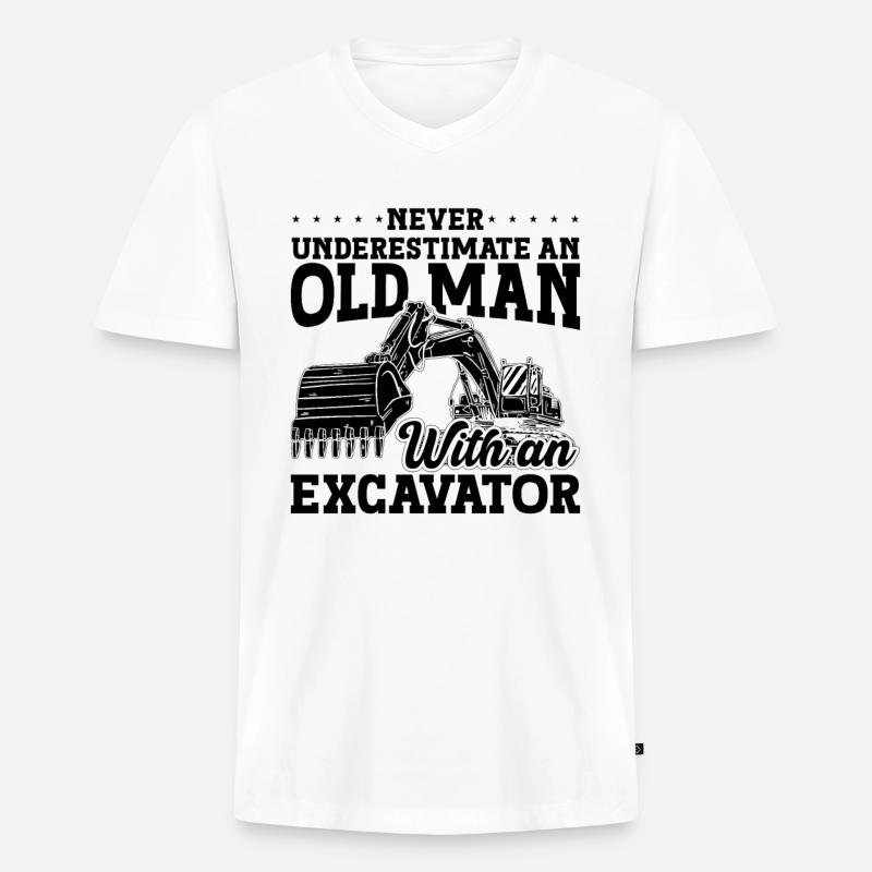 Bauarbeiter Baggerfahrer Bagger Geschenkidee - Männer Premium Bio T-Shirt mit V-Ausschnitt - Weiß