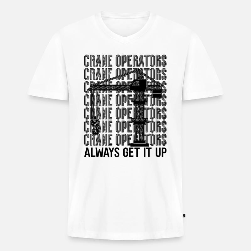 Bauarbeiter Kranfahrer Kranführer Geschenkidee - Männer Premium Bio T-Shirt mit V-Ausschnitt - Weiß