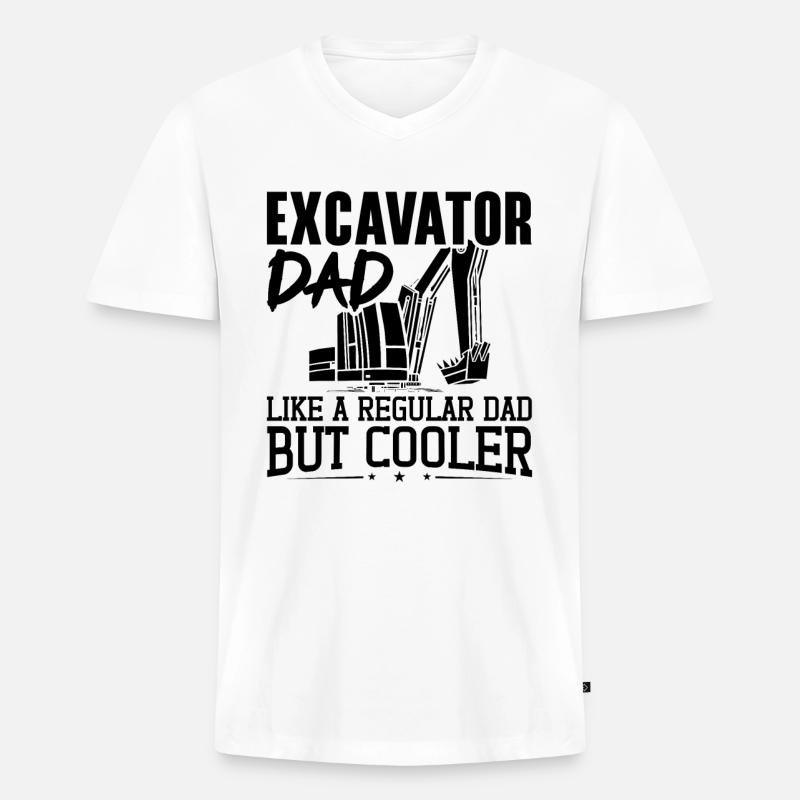 Baggern Bauarbeiter Baggerfahrer Geschenkidee - Männer Premium Bio T-Shirt mit V-Ausschnitt - Weiß