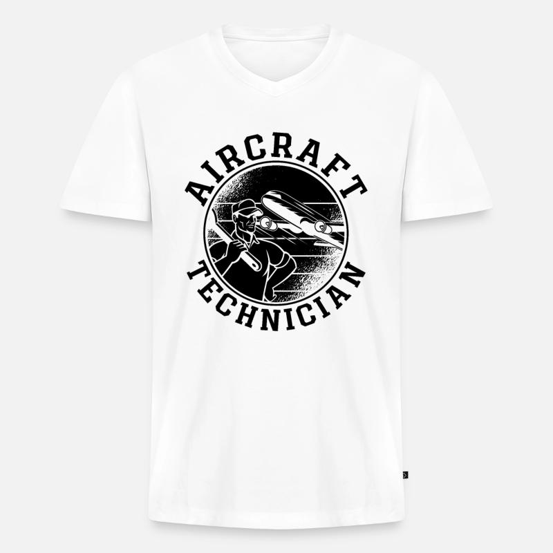 Fluggerättechniker Fluggerätmechaniker Luftfahrt - Männer Premium Bio T-Shirt mit V-Ausschnitt - Weiß