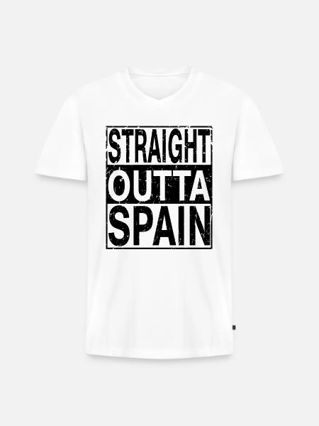 Spanien Straight outta Spanien - Männer Premium Bio T-Shirt mit V-Ausschnitt - Weiß