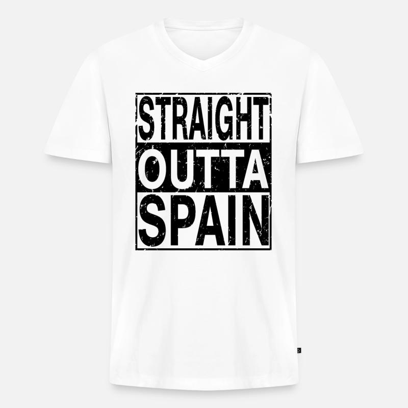 Spanien Straight outta Spanien - Männer Premium Bio T-Shirt mit V-Ausschnitt - Weiß
