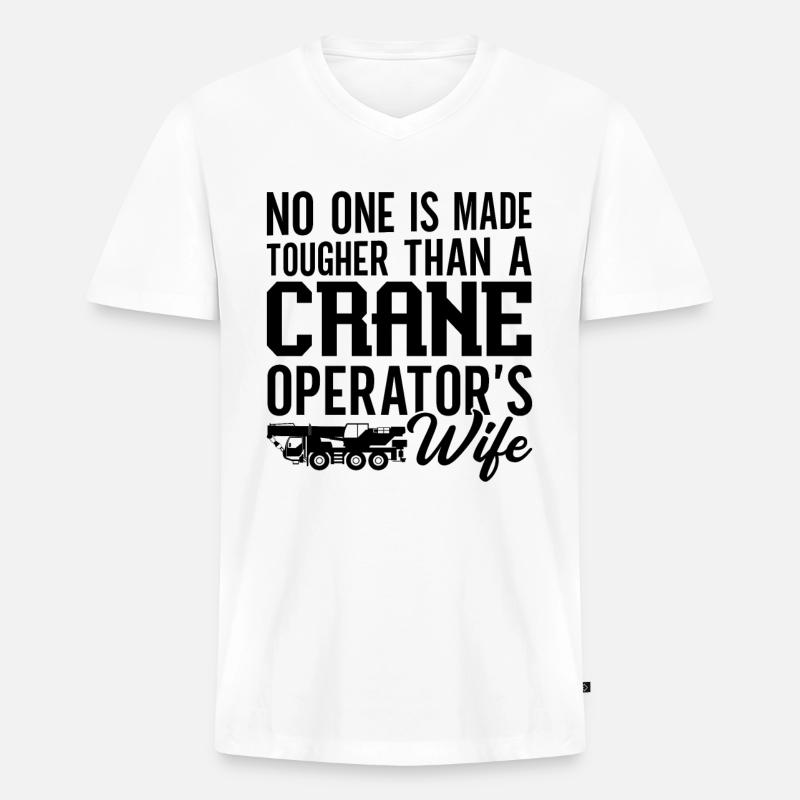 Kranfahrer Job Kranführer Bauarbeiter Geschenkidee - Männer Premium Bio T-Shirt mit V-Ausschnitt - Weiß