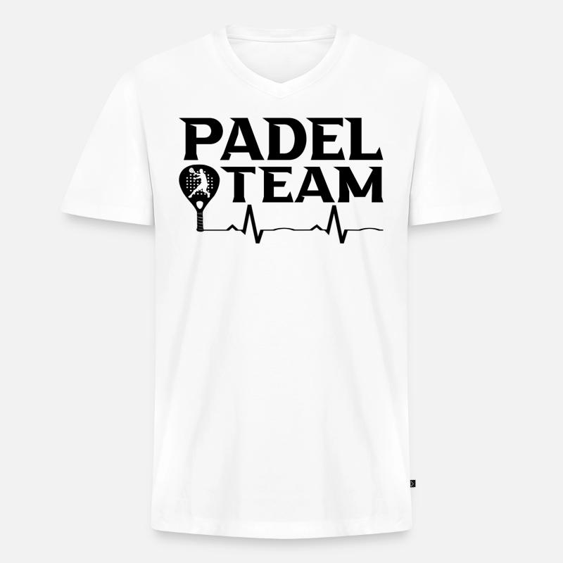 Padel - Männer Premium Bio T-Shirt mit V-Ausschnitt - Weiß