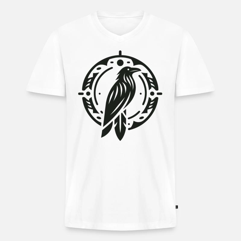 Rabe Indianer Tierkreiszeichen - Männer Premium Bio T-Shirt mit V-Ausschnitt - Weiß
