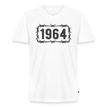 Birthday Vintage 1964 Barbed Wire - Men's Premium Organic T-shirt with V-neck - white - Front - Nico (187cm)