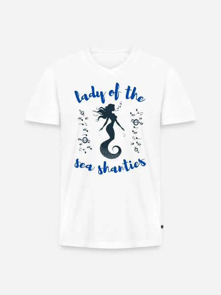 Siren Lady of the Sea Shanties Sailor - Premium luomulaatuinen miesten t-paita, jossa V-pääntie - valkoinen
