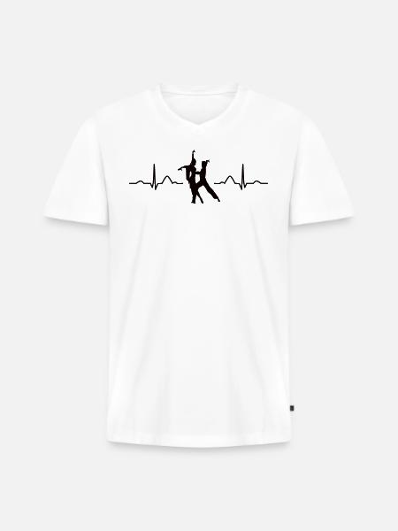 Latin Dancing Couple Heartbeat Dancer - Men's Premium Organic T-shirt with V-neck - white