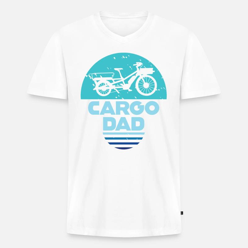 Cargo Dad Lastenrad Cargobike - Männer Premium Bio T-Shirt mit V-Ausschnitt - Weiß
