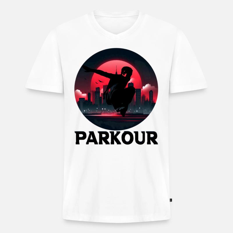 Parkour - Männer Premium Bio T-Shirt mit V-Ausschnitt - Weiß