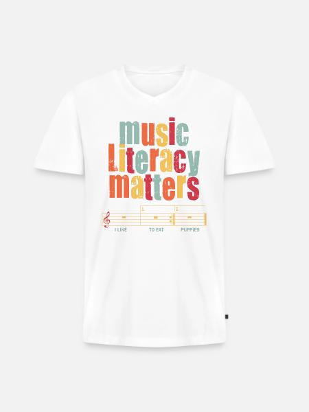 Music Literacy Matters - Männer Premium Bio T-Shirt mit V-Ausschnitt - Weiß