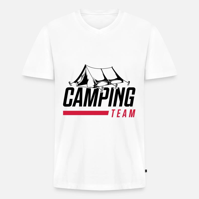 zelt camping team - Männer Premium Bio T-Shirt mit V-Ausschnitt - Weiß