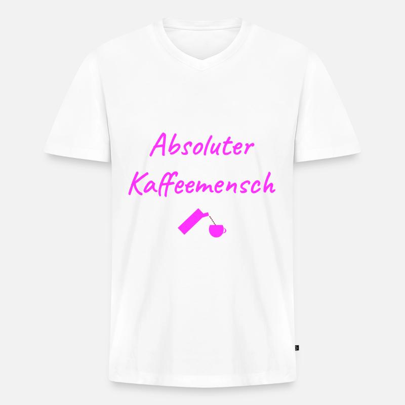 Kaffee Kaffeeliebhaber Kaffeemensch - Männer Premium Bio T-Shirt mit V-Ausschnitt - Weiß