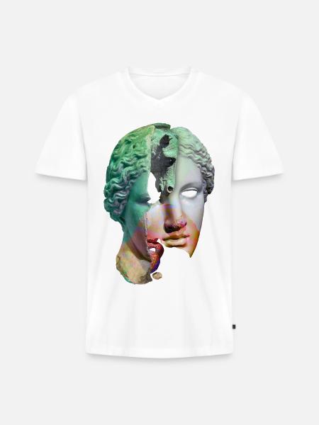 Zerbrochener Gott surreale Collage - Männer Premium Bio T-Shirt mit V-Ausschnitt - Weiß