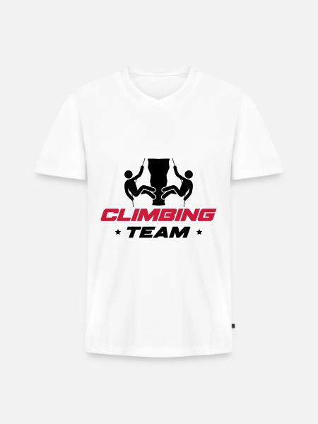 Bergsteiger Klettern - Männer Premium Bio T-Shirt mit V-Ausschnitt - Weiß