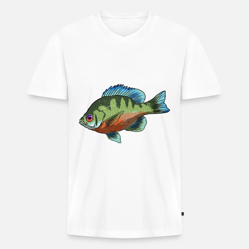 BlueGill Fish Regenbogen Sonnenbarsch - Männer Premium Bio T-Shirt mit V-Ausschnitt - Weiß