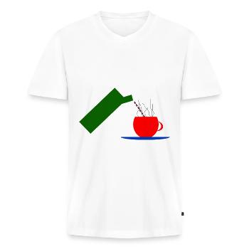 Coffee, coffee lovers, coffee drinkers - Men's Premium Organic T-shirt with V-neck - white - Front - Nico (187cm)