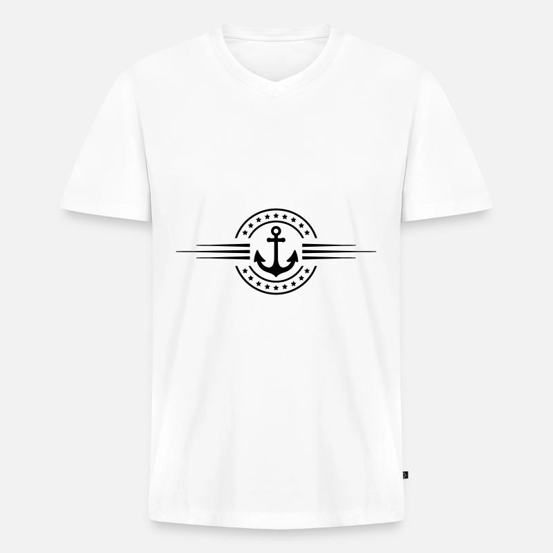 anker icon - Männer Premium Bio T-Shirt mit V-Ausschnitt - Weiß