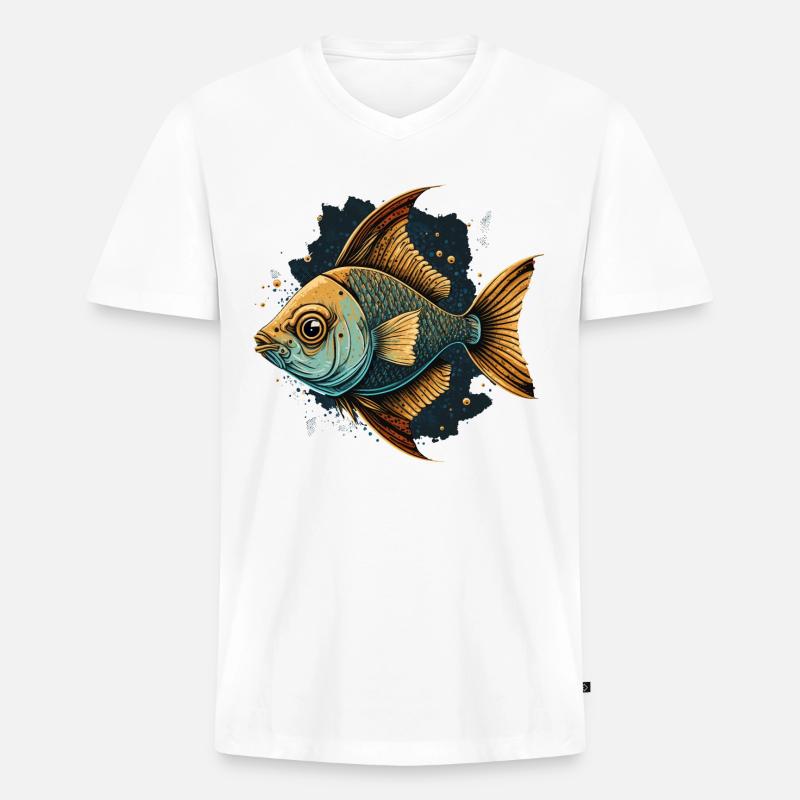 Fische in freier Wildbahn - Männer Premium Bio T-Shirt mit V-Ausschnitt - Weiß