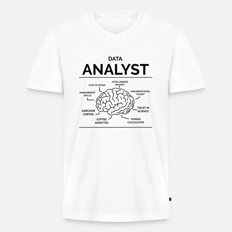Datenanalyst - Männer Premium Bio T-Shirt mit V-Ausschnitt - Weiß