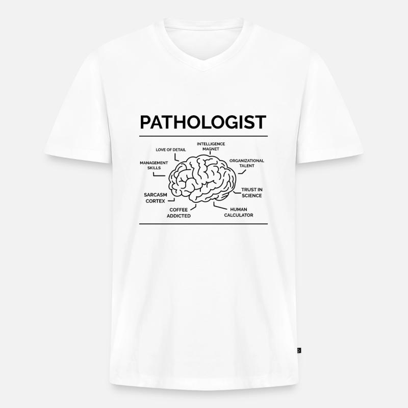 Pathologe - Männer Premium Bio T-Shirt mit V-Ausschnitt - Weiß