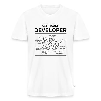Software Developer - Men's Premium Organic T-shirt with V-neck - white - Front - Nico (187cm)