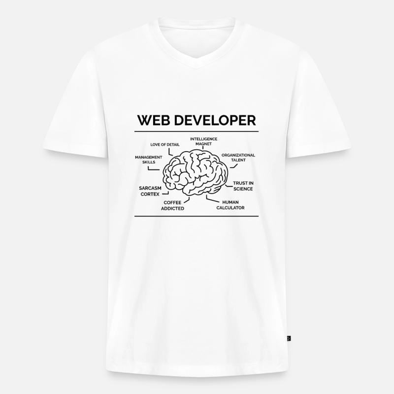 Web Entwickler Programmierer - Männer Premium Bio T-Shirt mit V-Ausschnitt - Weiß