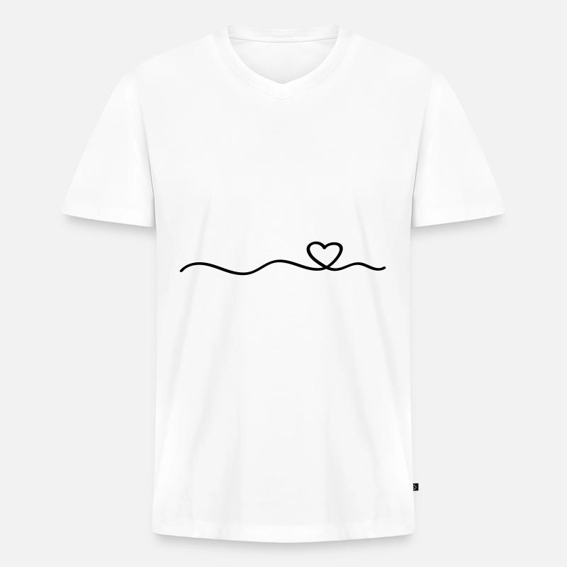 herz linie symbol herzchen - Männer Premium Bio T-Shirt mit V-Ausschnitt - Weiß
