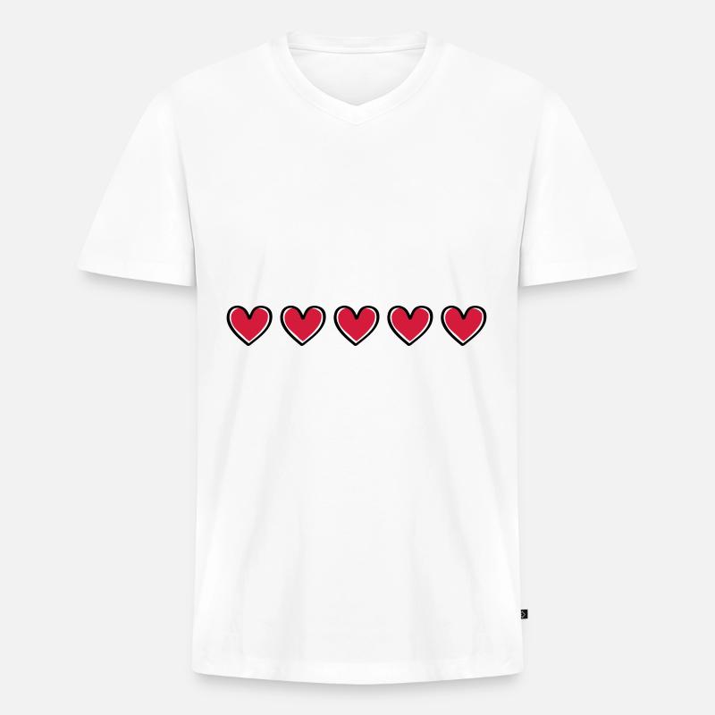 herzen symbol - Männer Premium Bio T-Shirt mit V-Ausschnitt - Weiß