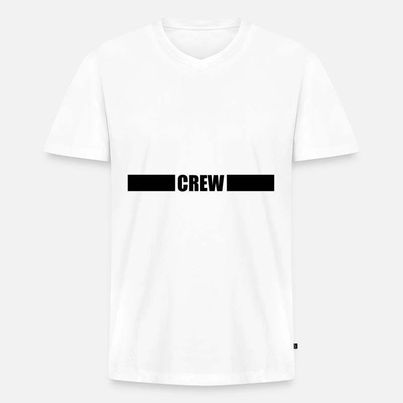 Crew Strich - Männer Premium Bio T-Shirt mit V-Ausschnitt - Weiß