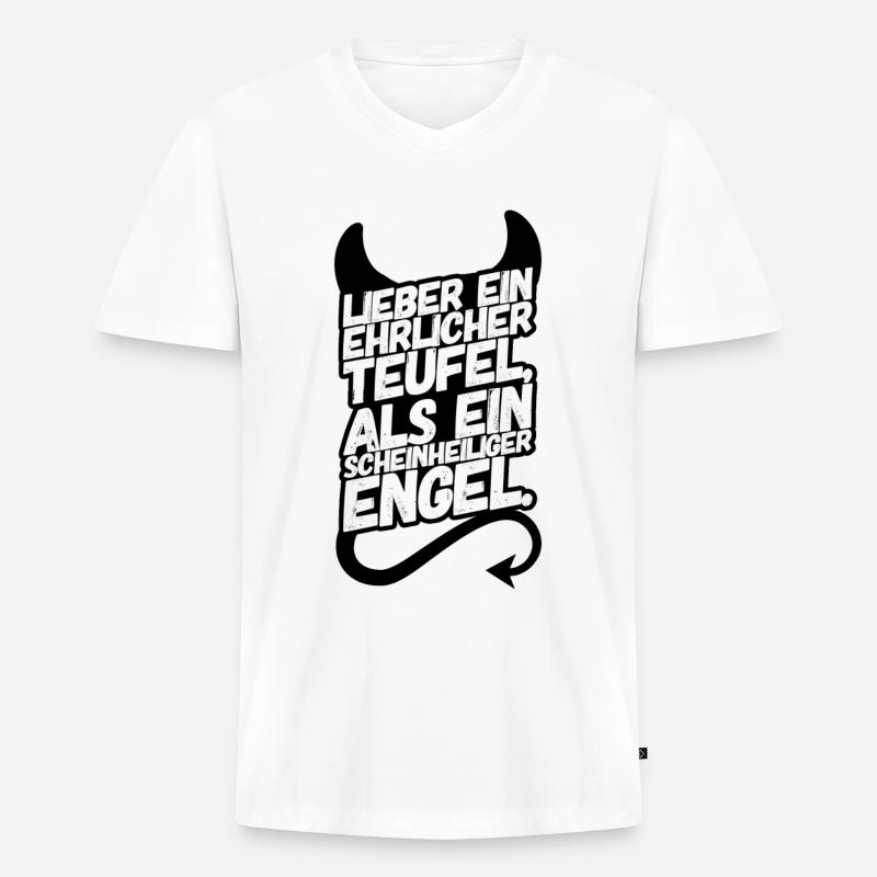 Teufel Spruch - Männer Premium Bio T-Shirt mit V-Ausschnitt - Weiß