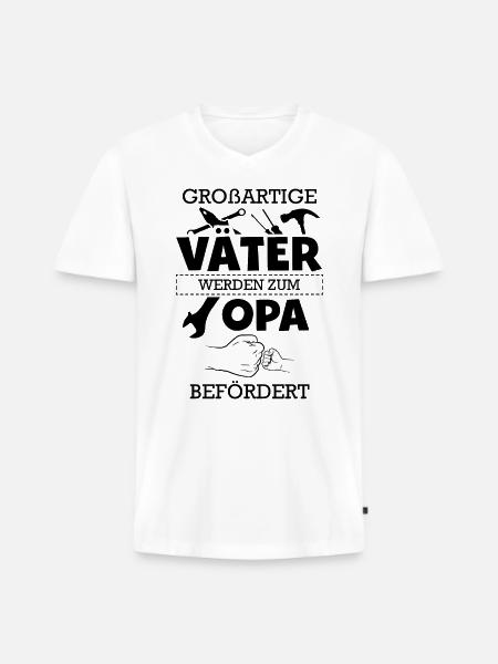 Großartige Väter Opa - Männer Premium Bio T-Shirt mit V-Ausschnitt - Weiß