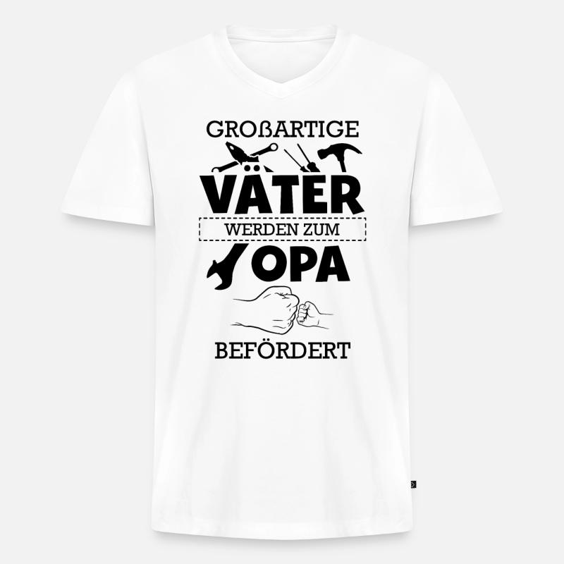 Großartige Väter Opa - Männer Premium Bio T-Shirt mit V-Ausschnitt - Weiß