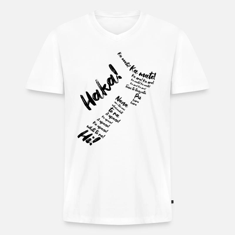 Haka Neuseeland Rugby - Männer Premium Bio T-Shirt mit V-Ausschnitt - Weiß