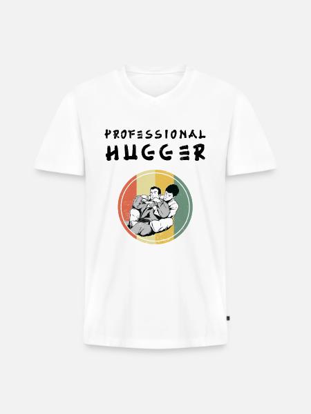 Brazilian Jiu-Jitsu Professional Hugger - T-shirt encolure en V Premium bio Homme - blanc