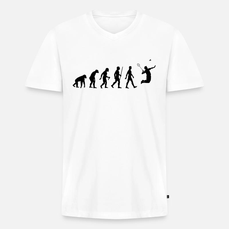 Badminton Evolution Federball - Männer Premium Bio T-Shirt mit V-Ausschnitt - Weiß