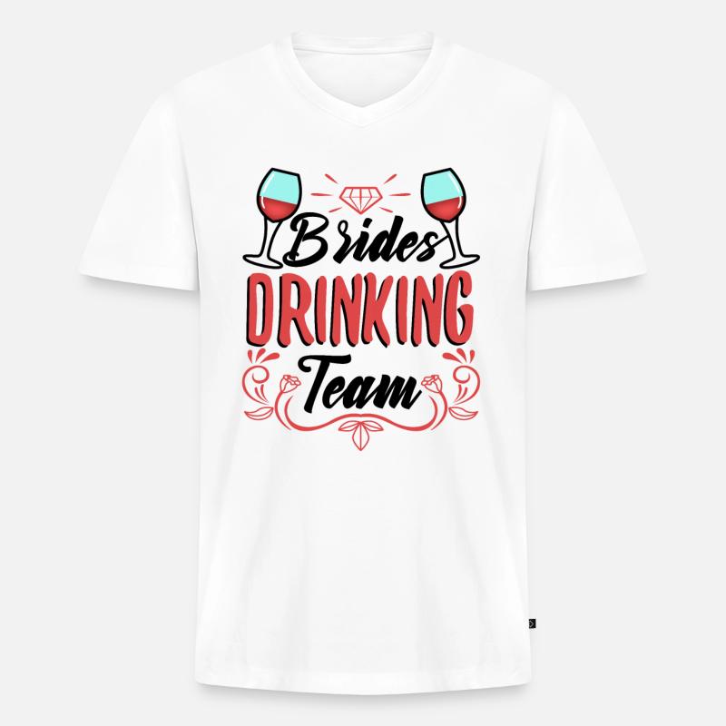 Brides Drinking Team - Männer Premium Bio T-Shirt mit V-Ausschnitt - Weiß