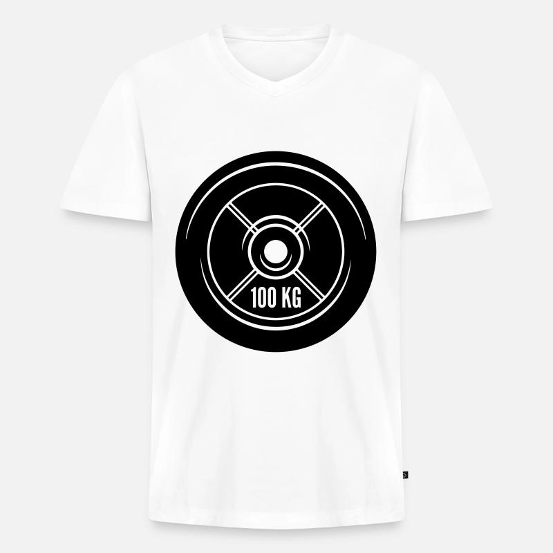 hantel icon gewichte - Männer Premium Bio T-Shirt mit V-Ausschnitt - Weiß