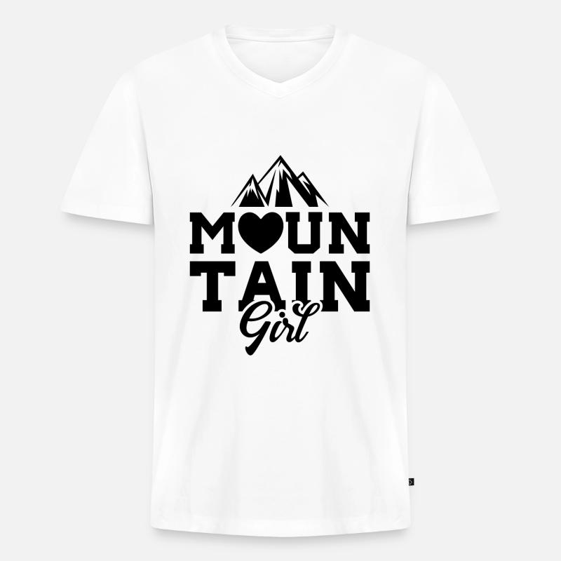 Berg Mädchen Liebe Herz - Männer Premium Bio T-Shirt mit V-Ausschnitt - Weiß