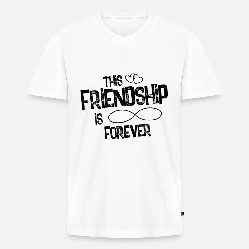 Freundschaft cool freunde - Männer Premium Bio T-Shirt mit V-Ausschnitt - Weiß