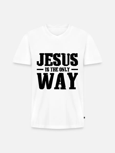 Jesus Christus Glaube - Männer Premium Bio T-Shirt mit V-Ausschnitt - Weiß